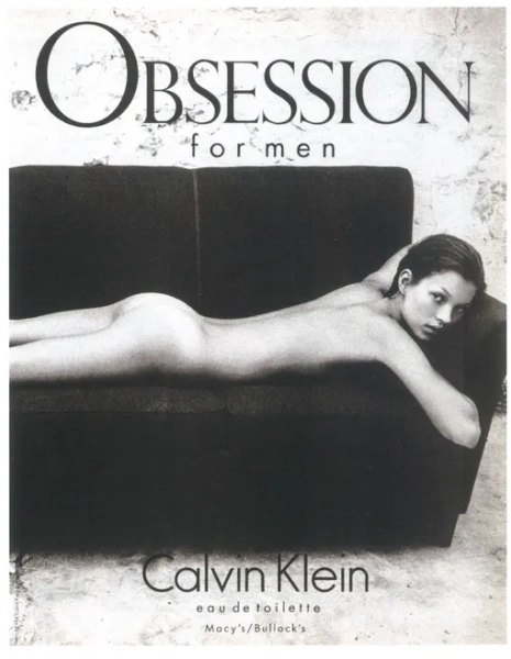 Кейт Мосс в рекламной кампании Calvin Klein Obsession, 1995 год