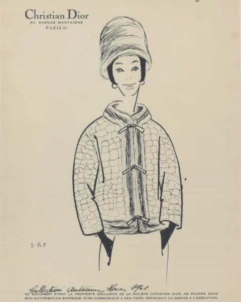 Эскиз куртки«Чикаго» (Chicago) из коллекции Dior осень-зима 1960/61