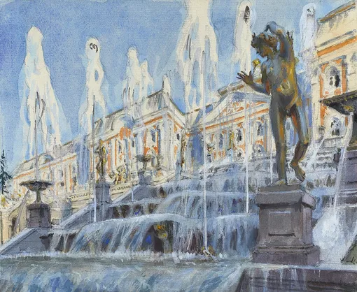 Александр Бенуа. Петергоф. Большой каскад. 1900.